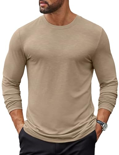 COOFANDY Tee Shirt Manche Longue Homme Tshirt | Basique Tshirt Travail Couleur Unie T-shirt