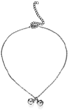 Skcess Chaîne de cheville de vacances en acier inoxydable avec cloches - Bijou de cheville pour femme - Bracelet bohème pour fille - Doré/argenté - Longueur : 25-30 cm, Acier inoxydable, Pas de