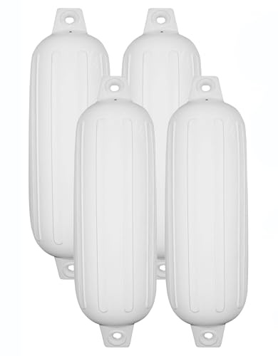 TaylorMade 6 x 22 Boat Fender 4-Pack, White, Heavy-Duty Vinyl 6224PW