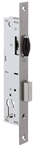 METALUX Série 8 - Serrure à encastrer 1 point pêne dormant et rouleau sans Gâche Têtière Inox coffre 46mm x 180mm Pêne dormant pour porte PVC ou porte metallique
