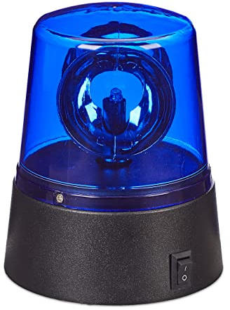 Relaxdays LED Blaulicht, Rundumleuchte mit drehendem Reflektor, Partybeleuchtung zum Hinstellen, batteriebetrieben, blau | Partybeleuchtung zum Hinstellen, batteriebetrieben