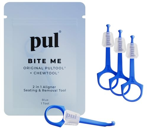 PUL System Aligner Chewies och Removal Tool Combo för Invisalign och Aligners (4 Pack, Blue)