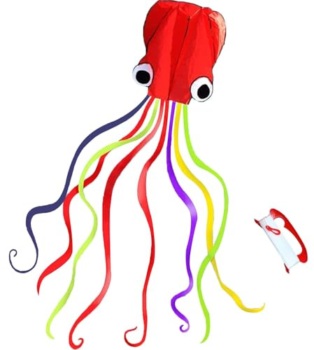 Touch the sky Soft Octopus Kite for Kids and Adults, No skeleton,Easy to Fly, Exquisite Fabrics and Unique Structure Design, Excellent Outdoor Games and Activity Toys, Suitable for Beginners.