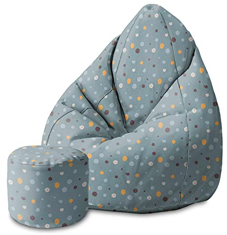 DreamRoots Sitzsack Kinder 70x70x105, Colorful Dots | Bean Bag mit Lehne, Hocker & Bezug, 80x80x120 & 70x70x105 cm, Sitzkissen Boden, Bubibag, geometrische Designs