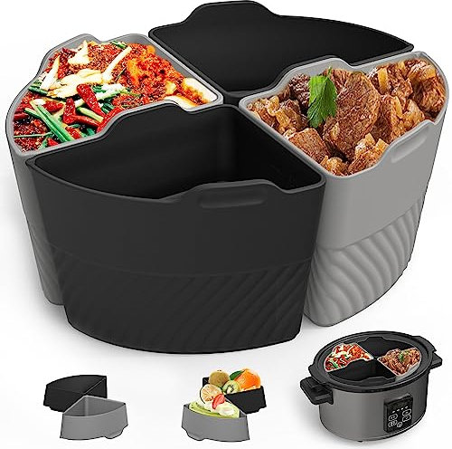 Slow Cooker Liners，Cook Two Things at Once and Easy Clean，Crock Pot Divider，Suitable for 6-8QT Crock，Silicone Crock Pot Liners Oval (4)