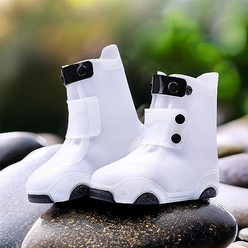 JEVRKAPZ Kids Waterproof Rain Shoe Covers，Reusable Foldable Toddler Rain Shoes，Washable Silicone Non-Slip Rain Shoe Protectors，Durable Children Waterproof Boots for Boys Girls