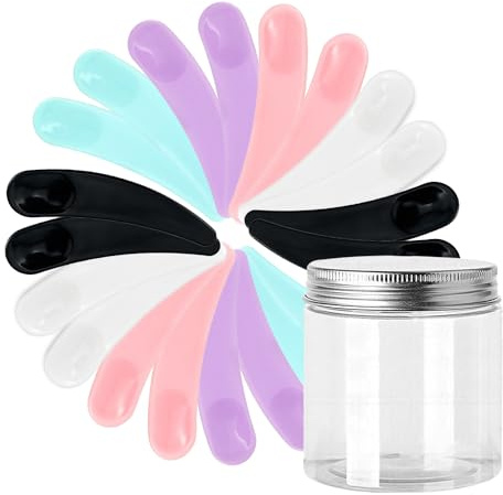 SKYPRO 100 mini spatole per cosmetici, palette ricurve, cucchiaio per crema per il trucco, crema per gli occhi, strumento di bellezza per il viso, con bottiglia in PET trasparente, multicolore