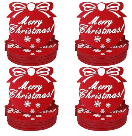 Napperons de Noël 20 Pièces,Tapis de Tasse en Feutre pour Vin,Thé,Café,Décoration pour Fête de Noël,Vacances d'hiver