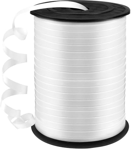 450 Meter Geschenkband Weiss - DATEFUN 5mm Schleifenband Weiss - Ringelband Ballonband für Weihnachtsdeko, Ballonverschlüsse, Geschenkverpackung, Hochzeitsdeko