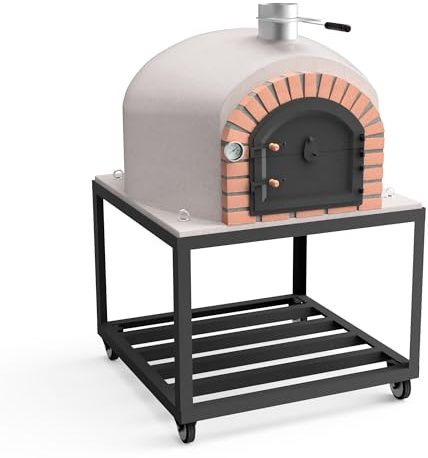 MOVELAR - Holzofen für den Außenbereich, Modell GRAN CANÁRIA (Weiß - 120 x 120 x 170 cm) – isoliert mit Kork & 3 Keramikmatten, handgefertigter Backofen für Brot & Pizza