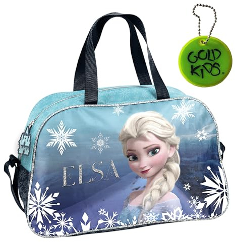 Goldkids Sac de sport pour enfant fille et garçon - Sac à bandoulière avec motif Elsa La Reine des Neiges - Sac de natation avec fond renforcé - Sac d'entraînement 40 cm x 25 cm x 15 cm, multicolore,
