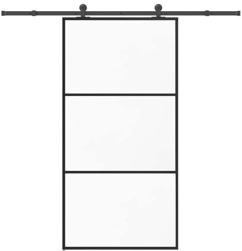 vidaXL Porta Scorrevole con Ferramenta 102x205 cm Vetro ESG Alluminio, porta scorrevole su binario, porta scorrevole interna, porta scorrevole interna