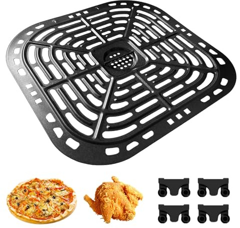 Air Fryer Grill Pan for Instant Pot Vortex Plus 6 Quart Air Fryer, Air Fryer Replacement Parts Grill Plate Crisper Plate Tray with Rubber Bumpers, Dishwasher Safe