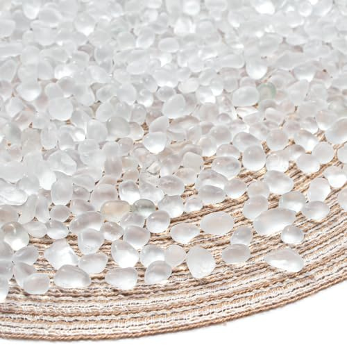 Keedolla 0.5 Lb White Frosted Sea Glass Stones Fish Tank Rocks Gravel Aquarium Glass Pebbles Marbles Gemstones for Vase Fillers, DIY Crafts, and Home Decor