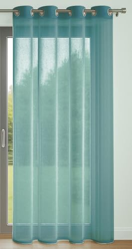 Plain Net Curtain with 8 Eyelets 140 x 240 cm Duck Egg Blue – Bright and Decorative – Protects from Outdoors