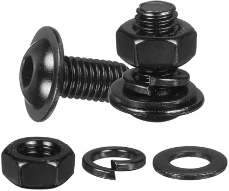 M METERXITY 20 Juego De Tornillos De Cabeza Redonda Con Arandela M8 X 18mm, Acero Inoxidable 304 Negro 18-8 Tornillos Hexagonales De Cabeza Hueca, Tuercas, Arandelas Planas Y