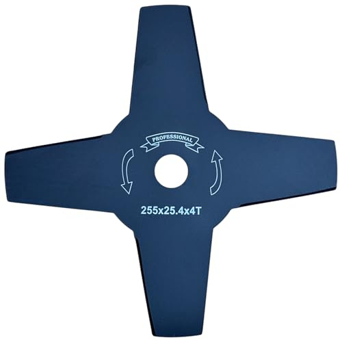 topolenashop Lama per Decespugliatore a 4 Denti Ø255 mm – Disco di Ricambio in Acciaio con Foro Centrale 25,4 mm per Taglio Erba e Sterpaglie – 07854