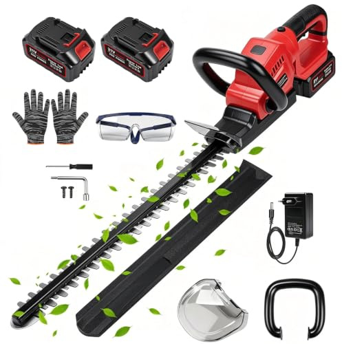 Uadme Cortasetos Electrico Bateria 21V, Corta Setos Jardin Electrico Inalámbrico con 2x3.0Ah Baterías, Motor 850W, Longitud de Cuchilla de 56cm, para Desherbar, Podar Arboles y Arbustos