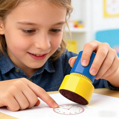 Hasihendy Lernuhr-Stempel, Uhren Stempel Spielzeug, Tragbares Kinder Uhrzeit Lernen, Kinder Lernen Uhr Erkennen Spielzeug, Für Vorschulkinder Und Kleinkinder Farbe