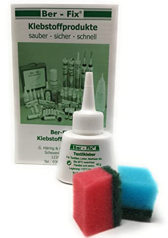 Ber-Fix Textilkleber 40g Repariert zuverlässig Markisen, Leder & Stoffe! Waschbar bis 95°C, stark & flexibel für langlebige