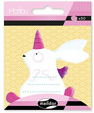 Clairefontaine Maildor MI044C Modou selbstklebender Haftnotizblock (1 Beutel mit 50 Haftnotizen, ideal für Ihre Notizen, 7 x 7cm, praktisch und einfach zum Verwenden, Einhorn Kaninchen) 1 Pack