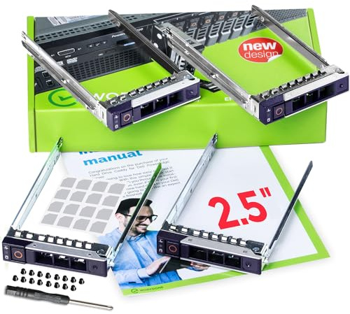 WORKDONE 4pz SFF Caddy 2.5 compatibile con Dell PowerEdge 17-14 Gen DXD9H | Solo per vano più piccolo Hot-Plug da 7.4cm, SAS, R7615 R7625 R760 R760xa R760xs R860 R960 R470, Manuale, Viti, Cacciavite