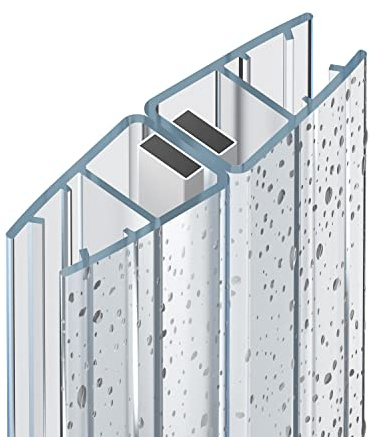 WITEN&NOCK Magnetdichtung 180° für Nische Schiebetür 1 Stück Duschdichtung Duschtüren Magnetduschdichtung 200 cm Pendeltür Drehfalttür Glasstärke 8 mm 9 mm 10 mm