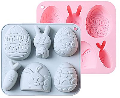 CANDeal Lot De 2 Ensembles De Moules En Silicone De Pâques, Moule à Gâteau En Silicone Antiadhésif En Forme D'?uf De Pâques Moule à Chocolat DIY Moules De Cuisson Pour La Fête De Pâques