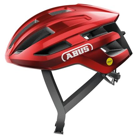 ABUS Rennradhelm PowerDome MIPS - leichter Fahrradhelm mit cleverem Belüftungssystem und Aufprallschutz - Made in Italy - für Damen und Herren - Rot, Größe L