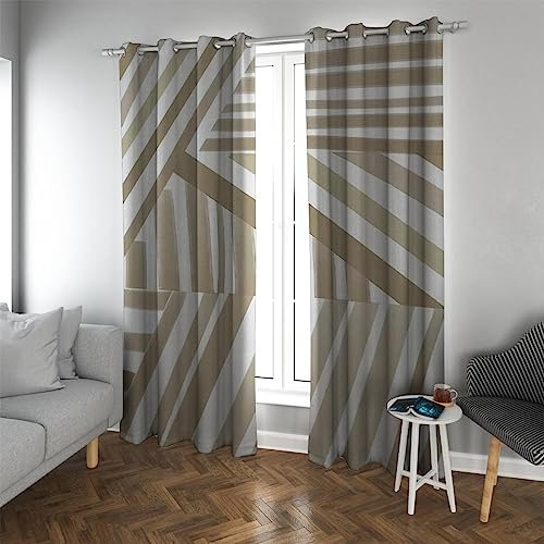 Deertweet Home Streifenvorhänge Moderne weiße und beige Fenstervorhänge Wärmeisolierte extra Lange Vorhänge Vorhänge 2 Paneele für Wohnzimmer H160xB132