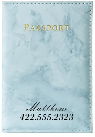 Jeweidea PU-Leder Reisepasshülle für Damen Herren Personalisiert Namen Passport Hülle Reisepass Tasche Travel Organizer für Familien Kreditkarten Ausweis Reisedokumententasche Reise zubehör