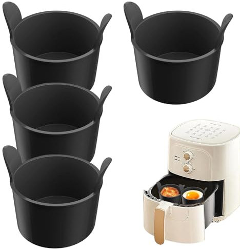 Ramekins para freidora de aire, 4 piezas cazadores furtivos de huevos para freidora de aire, moldes universales para huevos, moldes de silicona para freidora de aire, accesorios para freidora de aire