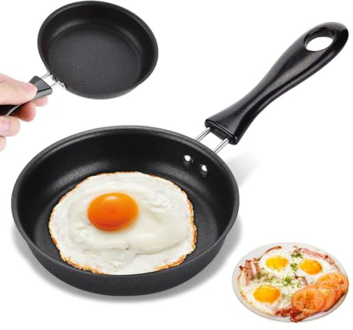 LOMUG Mini sartén, 12 cm, pequeña sartén de inducción, con asa, antiadherente, portátil, para restaurante, camping, cocina para cocina