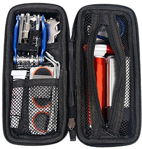 Fahrrad-Werkzeugtasche, Fahrrad-Rahmentasche, 22,5 X 11 X 8,5 cm, Schwarze Polyester-Nylon-Hartschale, Fahrrad-Rahmentasche, Fahrrad-Reparatur-Werkzeugtasche für Flaschentasche,