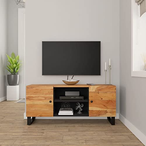 Sufrk TV-Schrank 105x33x46 cm Wohnwand Wohnzimmer Fernseher Schrank TV MöBel TV Sideboard TV Unterschrank Massivholz Akazie