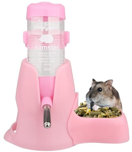 Norhogo Bouteille d'eau pour hamster avec support, mangeoire automatique avec support, 80 ml et distributeur de nourriture pour petits animaux, cochon d'Inde, rat, lapin, nain, gerbille, chinchilla,