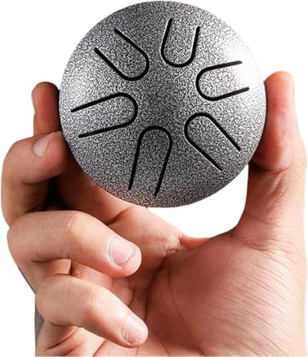 Regen Trommel für Außengarten,Mini Chakra Trommel für Regen im Freien, Trommel Regen Chime wasserdichte Chakra Trommel 3 Zoll 6 Noten (Silbrig)