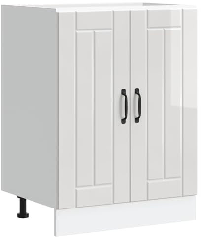 vidaXL Lucca Sink Base Cabinet - High Gloss White Engineered Wood, 60x46x81.5 cm - Kitchen Storage Solution