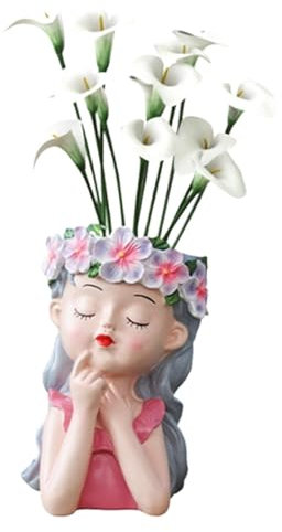 Fleurrières Pour Statues Du Visage Carinées - Statues De Visage Drôle Portable | Fleuriste Pour Filles En Résine Convient à La Résine | Visage Pot | Penser À La Statue Du Visage De Pe