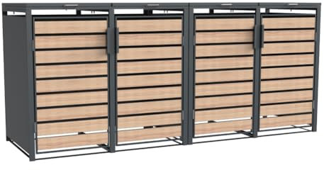 WESTMANN Metall Mülltonnenbox Lacina 4x240 L Anthrazit mit Gasdruckfedern
