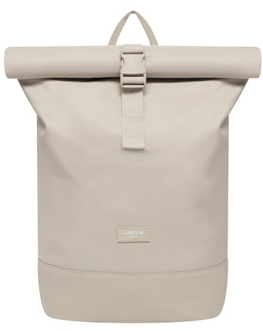 LARKSON Rucksack Damen & Herren Beige - Janne - Rolltop Rucksack mit Laptopfach für Uni, Arbeit, Reise & Fahrrad - Backpack Tagesrucksack Mittelgroß - Wasserabweisend