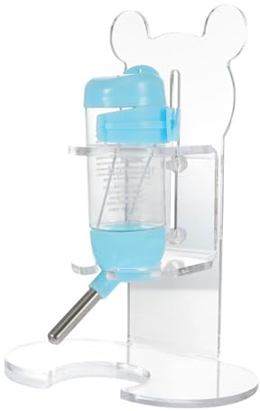 BESTonZON Bebedero para Pequeños Animales con Soporte Botella Transparente para Hámsters Cobayas Erizos y Roedores Fácil de Usar y Observar de Agua Juego