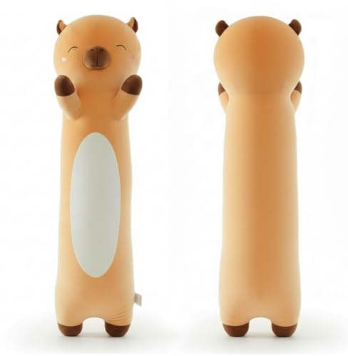 Capybara Kuschelkissen, Langer Capybara Plüschkissen XXL Stofftier zum Schlafen, Weiches Süßes Plüschtier für Kinder, Mädchen & Jungen, Geschenk zum Geburtstag & Weihnachten (Brown, 110cm/43.3inch)