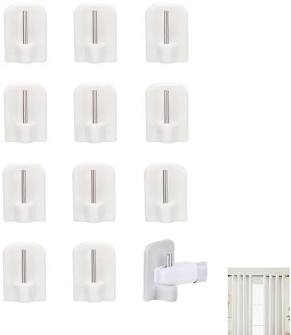 12 ganci autoadesivi in plastica, ganci per finestre, ganci per tende per aste per tende