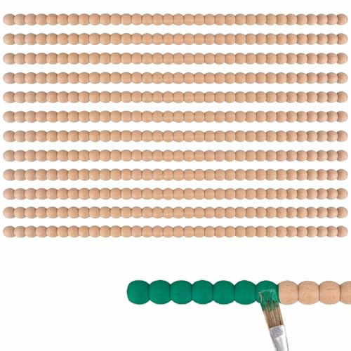 12 Stück Holzleisten 40CM Zierleisten Holz Perlenverzierungen 14 mm | Unlackierte Niedliche Möbel Bordüre,Dekorative, 3D-Perlen, Holzform, niedlich, DIY, für Wand, Schrank, Regal, Fenster, Tür