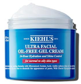 Kiehl's Ultra Facial Oil-Free Gel Cream for Oily to Normal Skin, Non-comedogenic, Alcohol-free, Fragrance-free, 125Ml