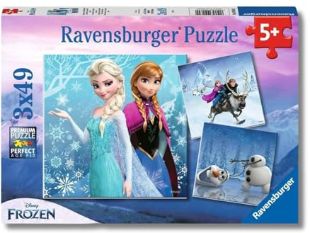 Ravensburger Kinderpuzzle - 09264 Abenteuer im Winterland - Puzzle für Kinder ab 5 Jahren, Disney Frozen Puzzle mit 3x49 Teilen
