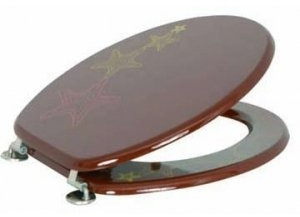 MSV 140344 WC-Sitz, Motiv Stern, MDF/Edelstahl 42,5 x 36,5 x 1,6 cm