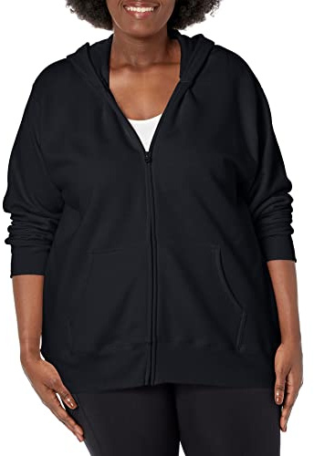 JUST MY SIZE womens Comfortsoft Ecosmart Fleece Full-zip Women's athletic hoodies, Ebony, 3X US
