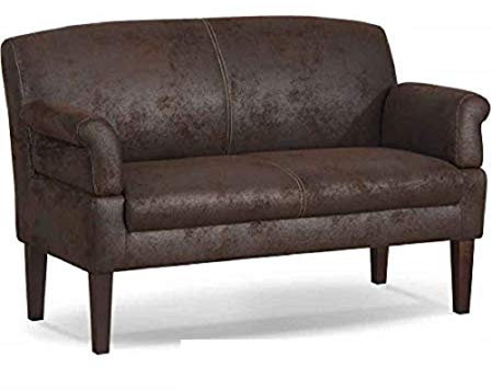 CAVADORE 3-Sitzer Küchensofa Malm, Sitzbank für Küche oder Esszimmer in Lederoptik, Inkl. Armteilverstellung, Federkern und moderner Kontrastnaht, 182 x 97 x 78, Mikrofaser: braun